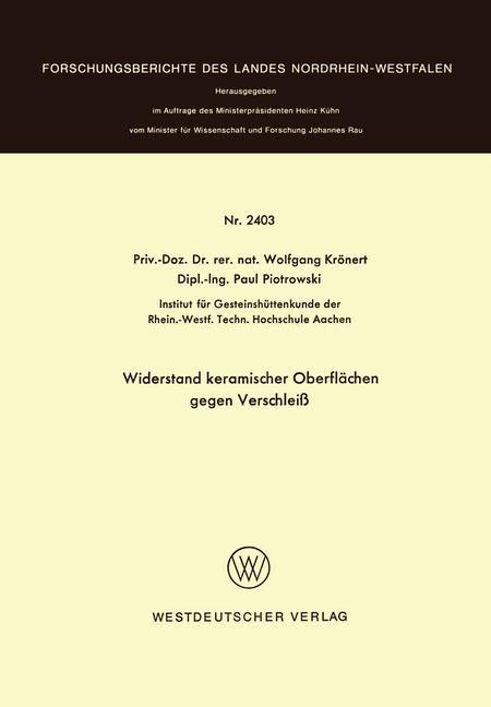 Widerstand keramischer Oberflächen gegen Verschleiß