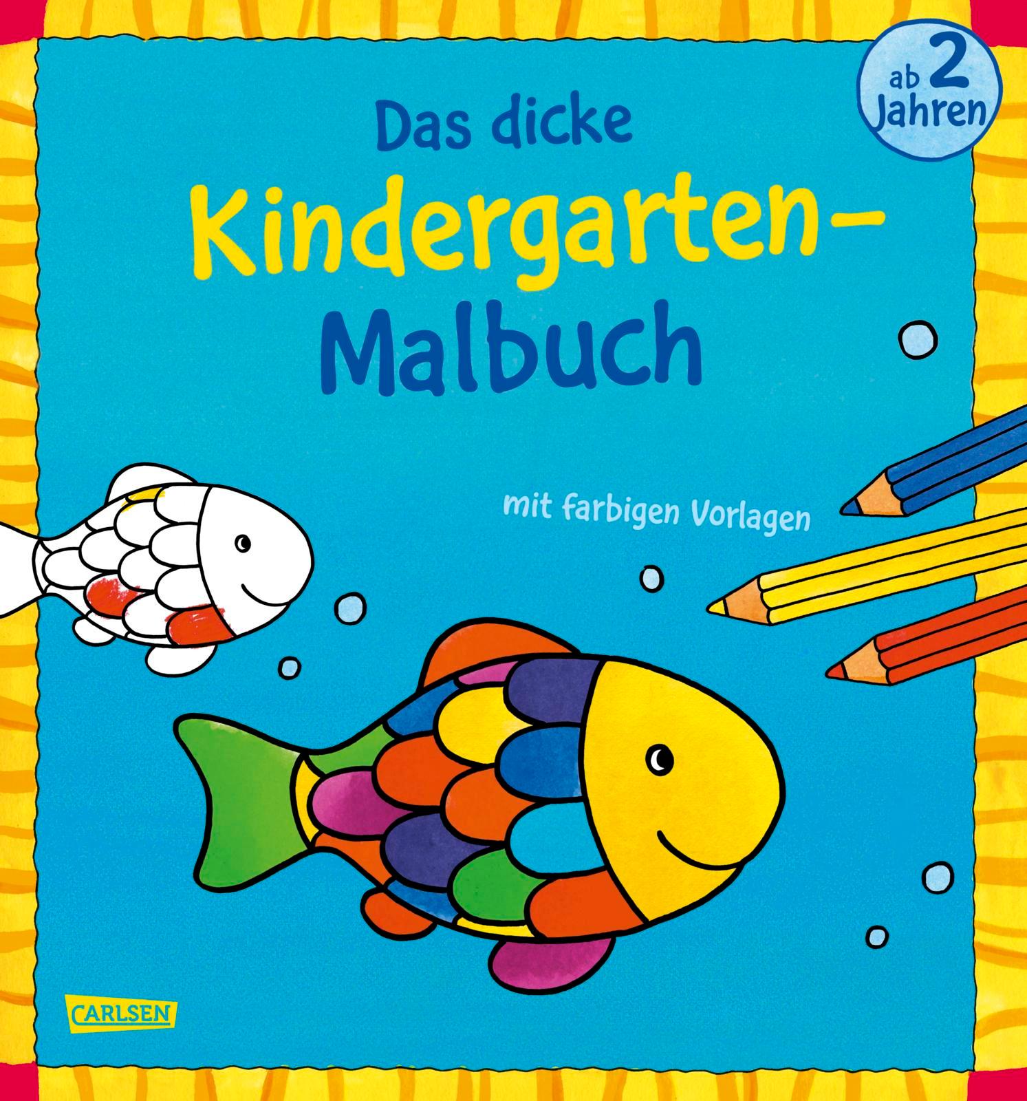 Das dicke Kindergarten-Malbuch: Mit farbigen Vorlagen und lustiger Fehlersuche