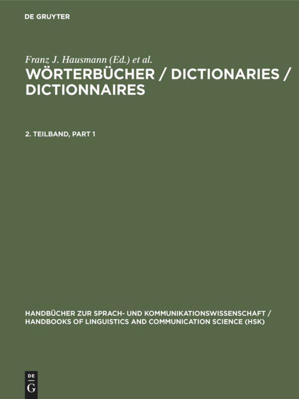 Wörterbücher / Dictionaries / Dictionnaires. 2. Teilband