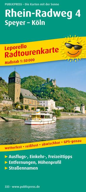 Radtourenkarte Rhein-Radweg 04. Speyer - Köln 1 : 50 000