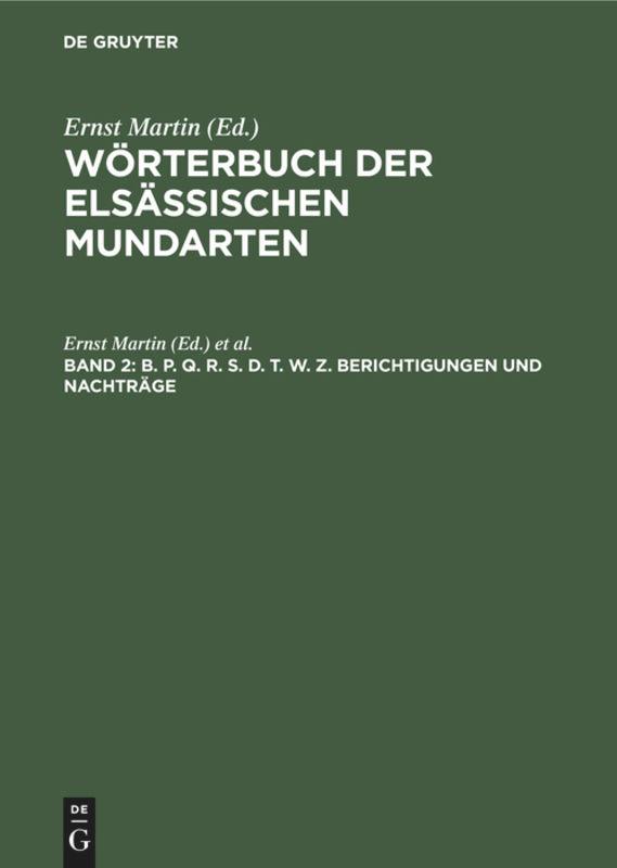 B. P. Q. R. S. D. T. W. Z. Berichtigungen und Nachträge