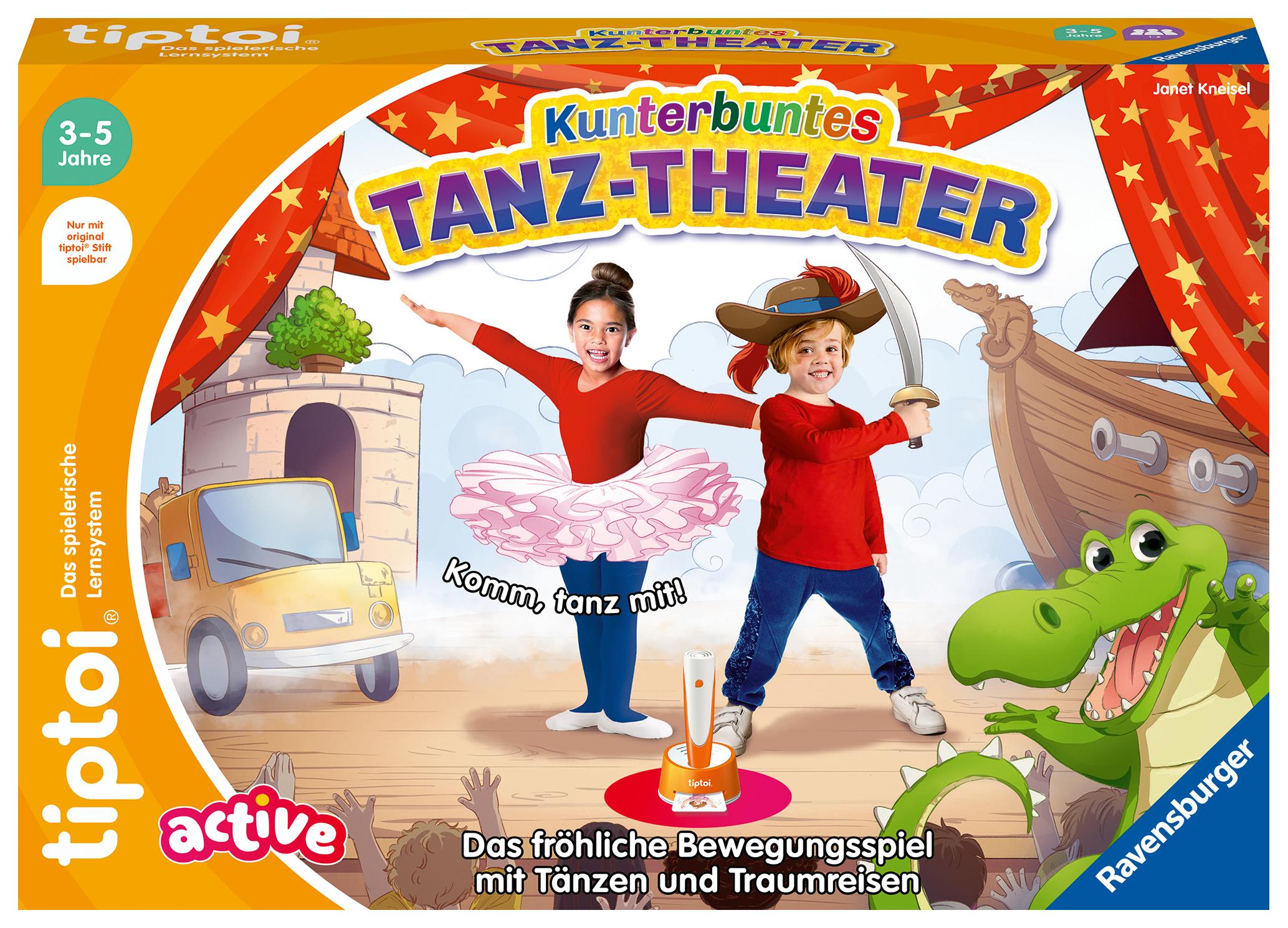 Ravensburger tiptoi® ACTIVE Spiel 00128, Kunterbuntes Tanz-Theater, Bewegungsspiel ab 3 Jahren