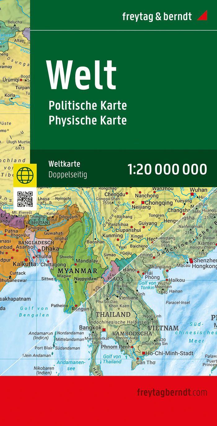 Weltkarte, politisch - physisch, 1:20.000.000, gefaltet, freytag & berndt