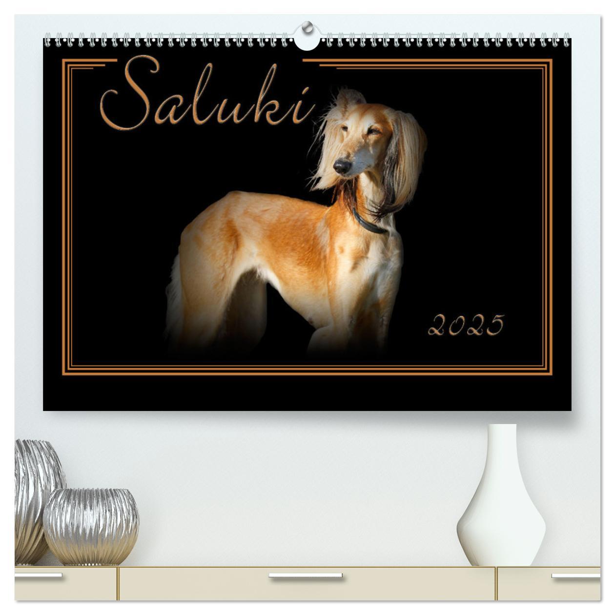 Saluki 2025 (hochwertiger Premium Wandkalender 2025 DIN A2 quer), Kunstdruck in Hochglanz