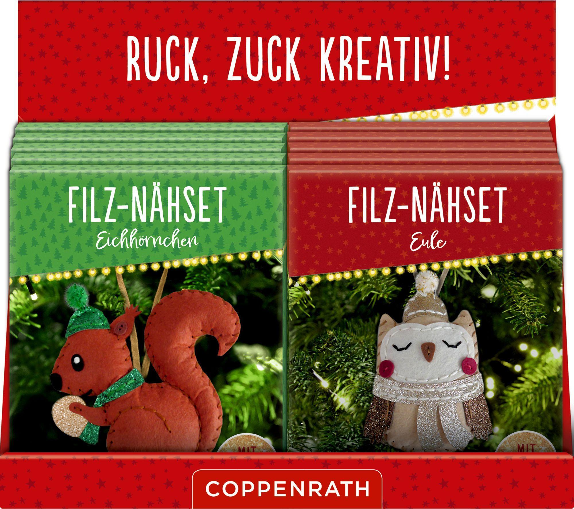 Filz-Nähsets Weihnachts-Anhänger Eule / Eichhörnchen