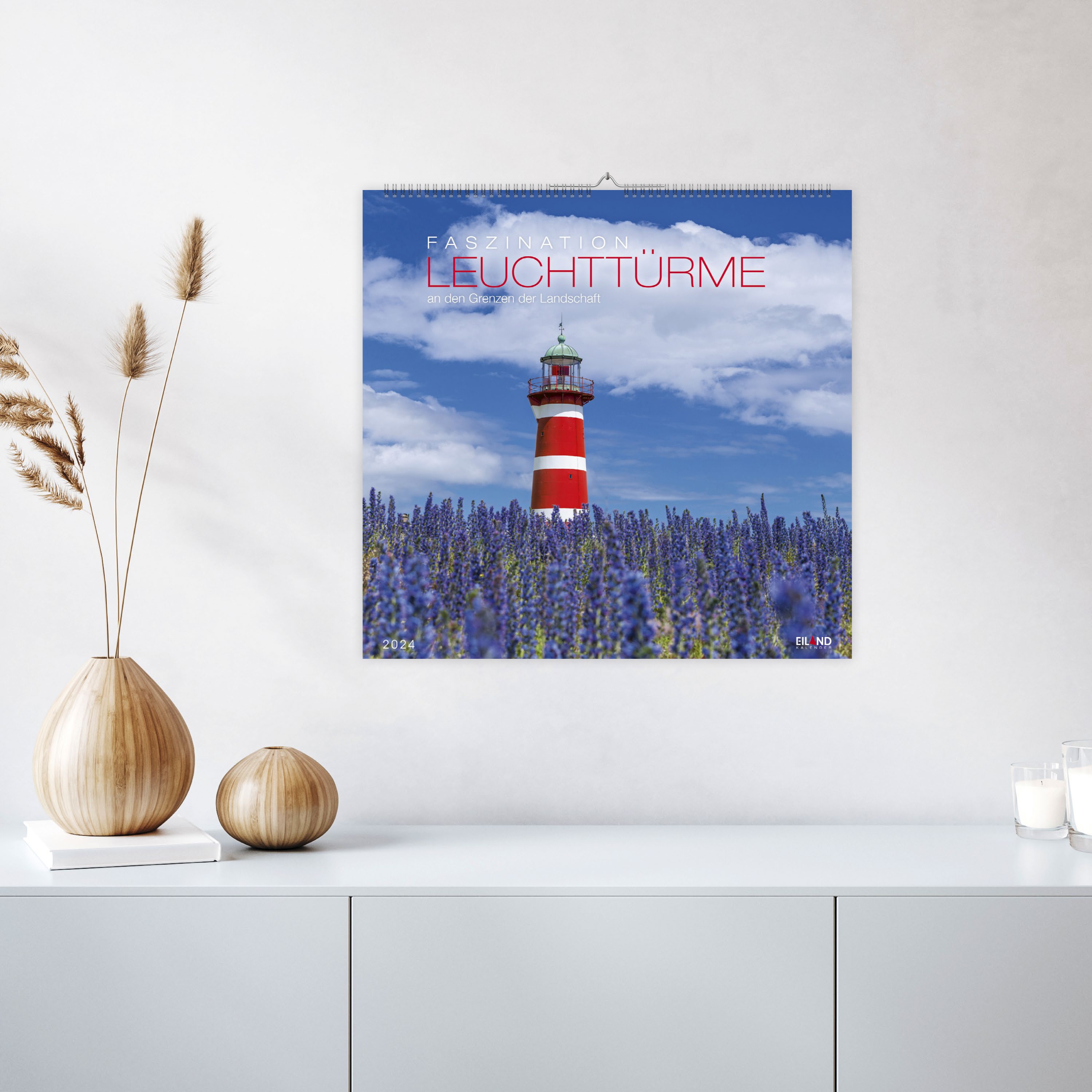 Faszination Leuchttürme - an den Grenzen der Landschaft Kalender 2024. Eiland-Leuchtturm-Kalender mit 12 Farbfotos. Großer Wandkalender 48 x 46 cm mit Monatskalendarium.