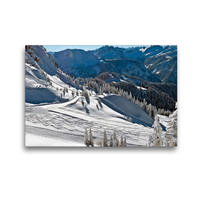 Premium Textil-Leinwand 450 x 300 cm Quer-Format Begegnung mit einer verschneiten Winterlandschaft | Wandbild, HD-Bild auf Keilrahmen, Fertigbild auf hochwertigem Vlies, Leinwanddruck von Peter Roder