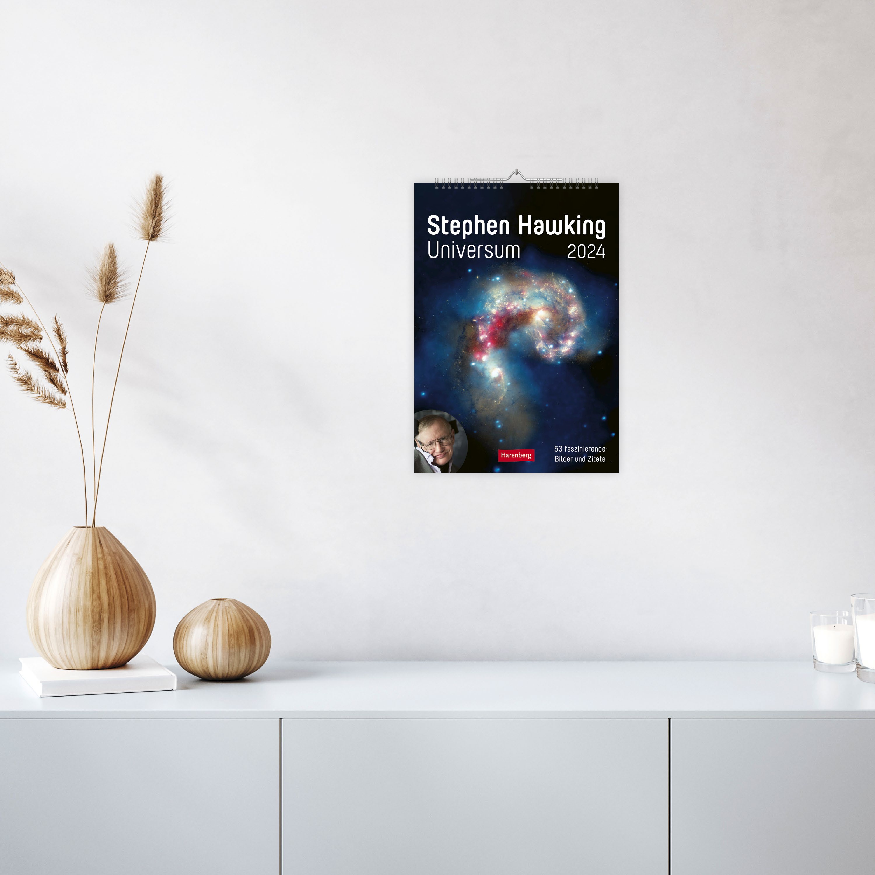 Stephen Hawking - Universum Wochenplaner 2024. Spannender Wandkalender mit 53 faszinierenden Bildern und Zitaten. Terminkalender 2024 für die Wand. 25 x 35,5 cm