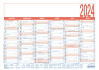 Arbeitstagekalender blau/rot 2024 - A4 (29,7 x 21 cm) - 6 Monate auf 1 Seite - Tafelkalender - Plakatkalender - Jahresplaner - 910-0015