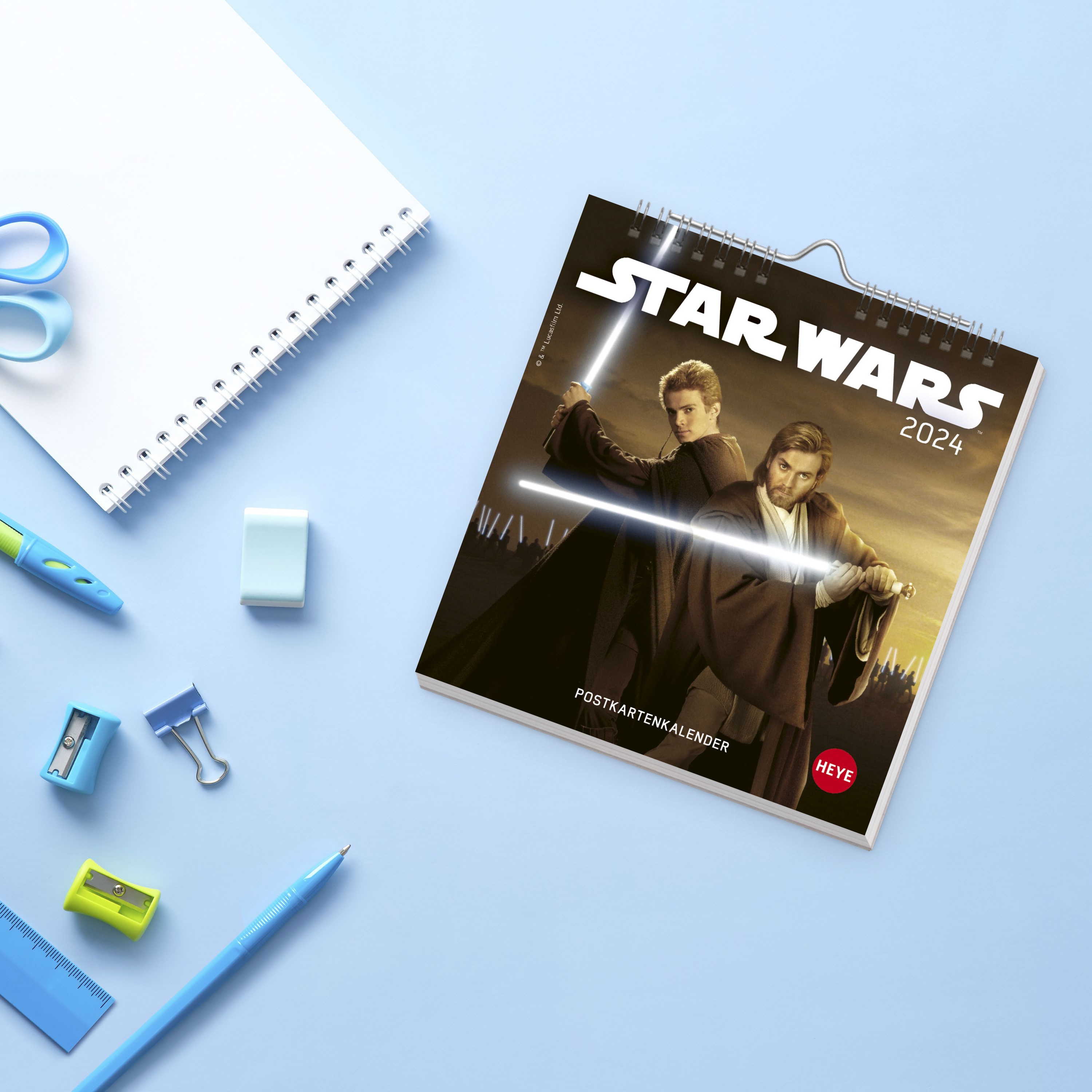 Star Wars Postkartenkalender 2024. Die besten Filmbilder aus den Star Wars Filmen im Postkartenformat. Kleiner Kalender zum Aufstellen oder Aufhängen. Tischkalender 2024.