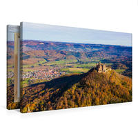 Premium Textil-Leinwand 750 x 500 cm Quer-Format Burg Hohenzollern auf der Vogelperspektive | Wandbild, HD-Bild auf Keilrahmen, Fertigbild auf hochwertigem Vlies, Leinwanddruck von Werner Dieterich