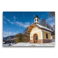 Premium Textil-Leinwand 75 x 50 cm Quer-Format Kapelle "Am Lockstein" oberhalb von Berchtesgaden in Oberbayern | Wandbild, HD-Bild auf Keilrahmen, Fertigbild auf hochwertigem Vlies, Leinwanddruck von Christian Müringer