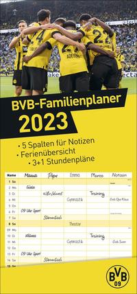 Borussia Dortmund Familienplaner 2023. Der Kalender für Fußball-Familien: Terminplaner mit 5 Spalten und den Stars des BVB. Ein Familienkalender mit viel Platz für Notizen.