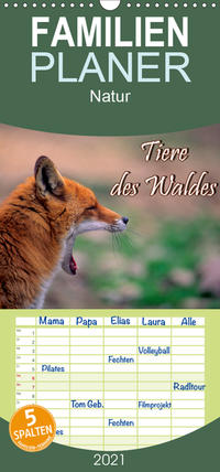 Tiere des Waldes - Familienplaner hoch (Wandkalender 2021 , 21 cm x 45 cm, hoch)