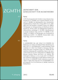 ZGMTH - Zeitschrift der Gesellschaft für Musiktheorie, 9. Jahrgang 2012