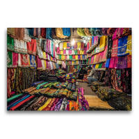 Premium Textil-Leinwand 75 x 50 cm Quer-Format Stoff-Händler im Basar von Schiras | Wandbild, HD-Bild auf Keilrahmen, Fertigbild auf hochwertigem Vlies, Leinwanddruck von Daniel Ricardo Gonzalez Photography