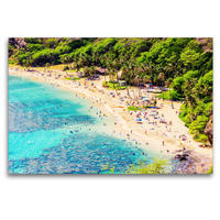 Premium Textil-Leinwand 120 x 80 cm Quer-Format Traumstrand in der Hanauma Bay | Wandbild, HD-Bild auf Keilrahmen, Fertigbild auf hochwertigem Vlies, Leinwanddruck von Christian Müller