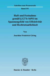 Haft und Festnahme gemäß § 127 b StPO im Spannungsfeld von Effektivität und Rechtsstaatlichkeit.