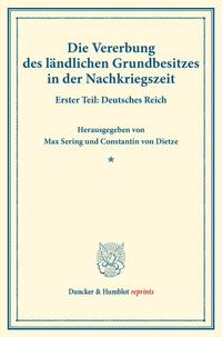 Die Vererbung des ländlichen Grundbesitzes in der Nachkriegszeit.