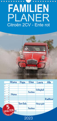 Familienplaner Citroën 2CV - Ente rot (Wandkalender 2023 , 21 cm x 45 cm, hoch)