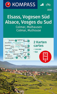 KOMPASS Wanderkarte Elsass, Vogesen Süd, Alsace, Vosges du Sud, Colmar, Mülhausen, Mulhouse