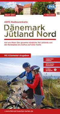 ADFC-Radtourenkarte DK1 Dänemark/Jütland Nord 1:150.000, reiß- und wetterfest, E-Bike geeignet, GPS-Tracks Download, mit Bett+Bike Symbolen, mit Kilometer-Angaben