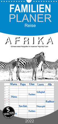 Familienplaner AFRIKA - Schwarz-weiss Fotografien im modernen "High Key" Look (Wandkalender 2022 , 21 cm x 45 cm, hoch)