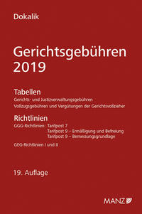 Gerichtsgebühren 2019 Tabellen und Richtlinien