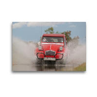 Premium Textil-Leinwand 45 x 30 cm Quer-Format Citroën 2CV - Ente rot | Wandbild, HD-Bild auf Keilrahmen, Fertigbild auf hochwertigem Vlies, Leinwanddruck von Meike Bölts