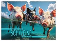 Schwimmende Schweine im Paradies (Wandkalender 2025 DIN A3 quer), CALVENDO Monatskalender