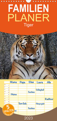 Familienplaner Tiger (Wandkalender 2023 , 21 cm x 45 cm, hoch)