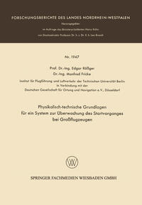 Physikalisch-technische Grundlagen für ein System zur Überwachung des Startvorganges bei Großflugzeugen