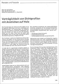 ift-Richtlinie - Verträglichkeit von Dichtprofilen mit Anstrichen auf Holz