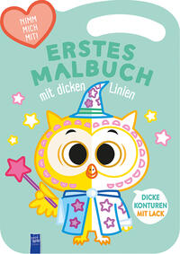 Erstes Malbuch mit dicken Linien - Cover grün (Eule)