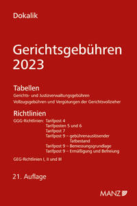 Gerichtsgebühren 2023 Tabellen und Richtlinien