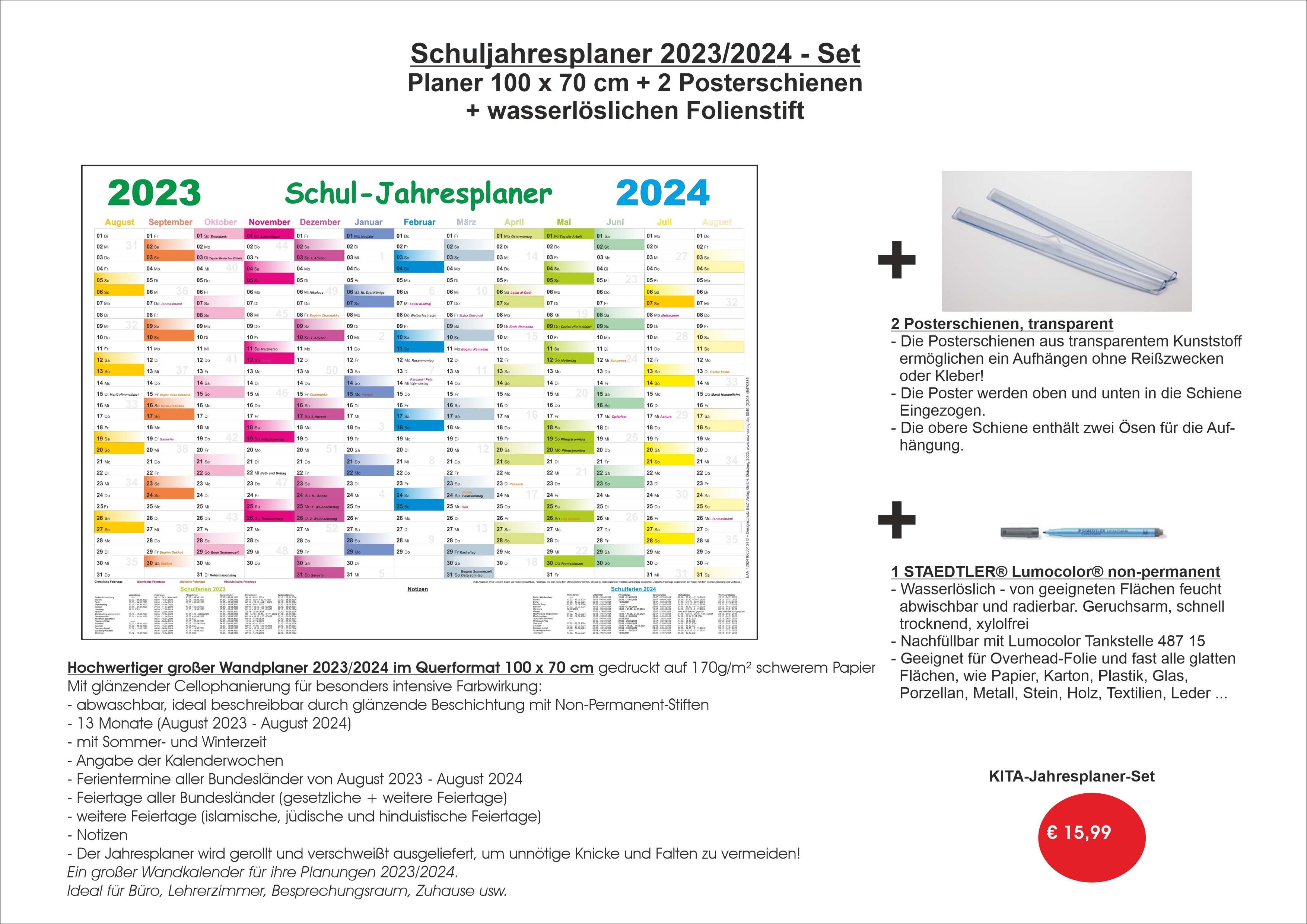 Schul-Jahresplaner 2023/2024-Set