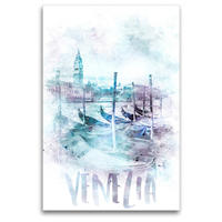 Premium Textil-Leinwand 80 x 120 cm Hoch-Format Moderne Kunst CANAL GRANDE - Aquarell | Wandbild, HD-Bild auf Keilrahmen, Fertigbild auf hochwertigem Vlies, Leinwanddruck von Melanie Viola