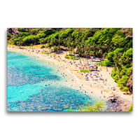 Premium Textil-Leinwand 75 x 50 cm Quer-Format Traumstrand in der Hanauma Bay | Wandbild, HD-Bild auf Keilrahmen, Fertigbild auf hochwertigem Vlies, Leinwanddruck von Christian Müller