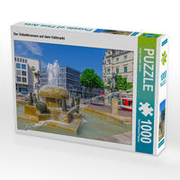 CALVENDO Puzzle Der Göbelbrunnen auf dem Hallmarkt 1000 Teile Lege-Größe 64 x 48 cm Foto-Puzzle Bild von Birgit Harriette Seifert