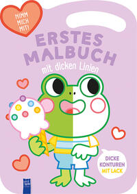 Erstes Malbuch mit dicken Linien - Cover lila (Frosch)