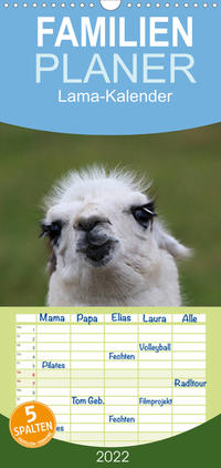 Familienplaner Lama-Kalender (Wandkalender 2022 , 21 cm x 45 cm, hoch)