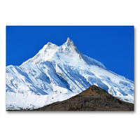 Premium Textil-Leinwand 90 x 60 cm Quer-Format Der Manaslu (8163 m) zwischen Samagaon und Birendra See (3600 m) | Wandbild, HD-Bild auf Keilrahmen, Fertigbild auf hochwertigem Vlies, Leinwanddruck von Ulrich Senff