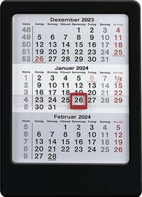 3-Monats-Tischaufsteller 2024 schwarz - Tisch-Kalender 12x16 cm - Büro-Kalender - mit Datumsschieber - Alpha Edition