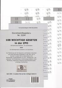 DürckheimRegister® 108 WICHTIGE §§ in der ZPO, ohne Stichworte