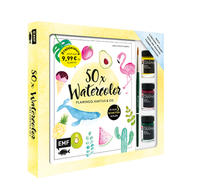 50 x Watercolor – Flamingo, Kaktus & Co. – Starter-Set – Sonderausgabe