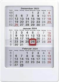 3-Monats-Tischaufsteller 2024 weiß - Tisch-Kalender 12x16 cm - Büro-Kalender - mit Datumsschieber - Alpha Edition