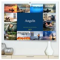 Angeln - Impressionen mit coolen Sprüchen (hochwertiger Premium Wandkalender 2025 DIN A2 quer), Kunstdruck in Hochglanz