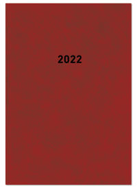 Buchkalender rot 2022 - Bürokalender 14,5x21 cm - 1 Tag auf 1 Seite - wattierter Kunststoffeinband - Stundeneinteilung 7 - 19 Uhr - 876-0011