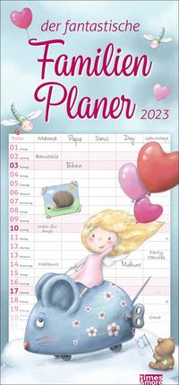 Zauberwesen Familienplaner 2023. Das süße Design und die 5 Spalten machen ihn zum perfekten Kalender für Familien. Praktischer Terminkalender für die Wand. Familienkalender 2023