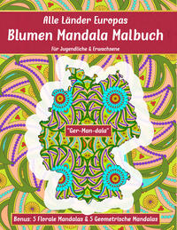 Alle Länder Europas Blumen Mandala Malbuch